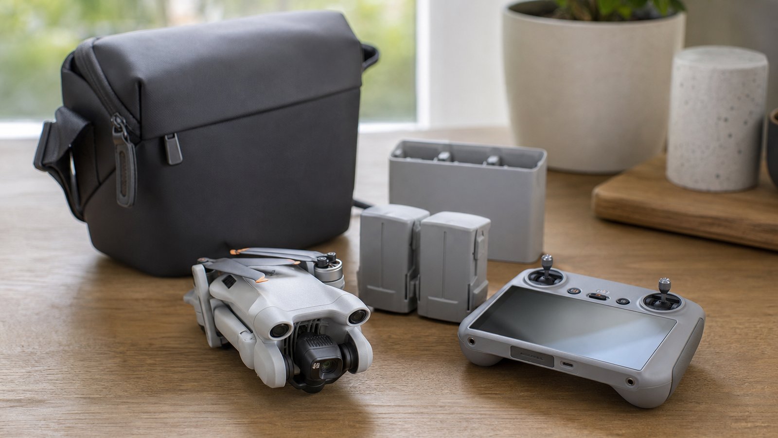 Foldable camera drone with screen remote and spare batteries kit